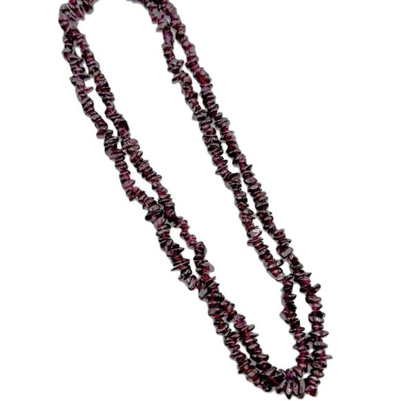 Garnet Necklace Beaded 36 Inch String January Birthstone Vintage Gemstone - Picture 2 of 4